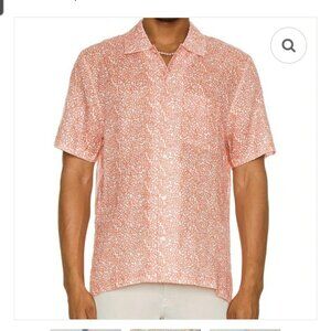 Solid & Striped The Cabana Button Shirt 100% Linen Men"s SZ Large Floral Salmon